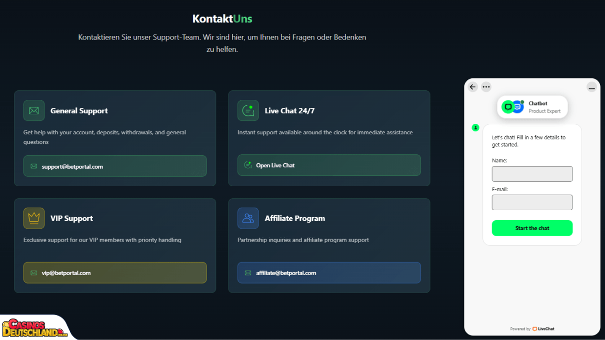 BetPortal Casino Unterstützung